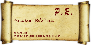 Petuker Rózsa névjegykártya